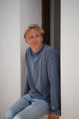 Boxy Washed Long Sleeve - Blue Sea