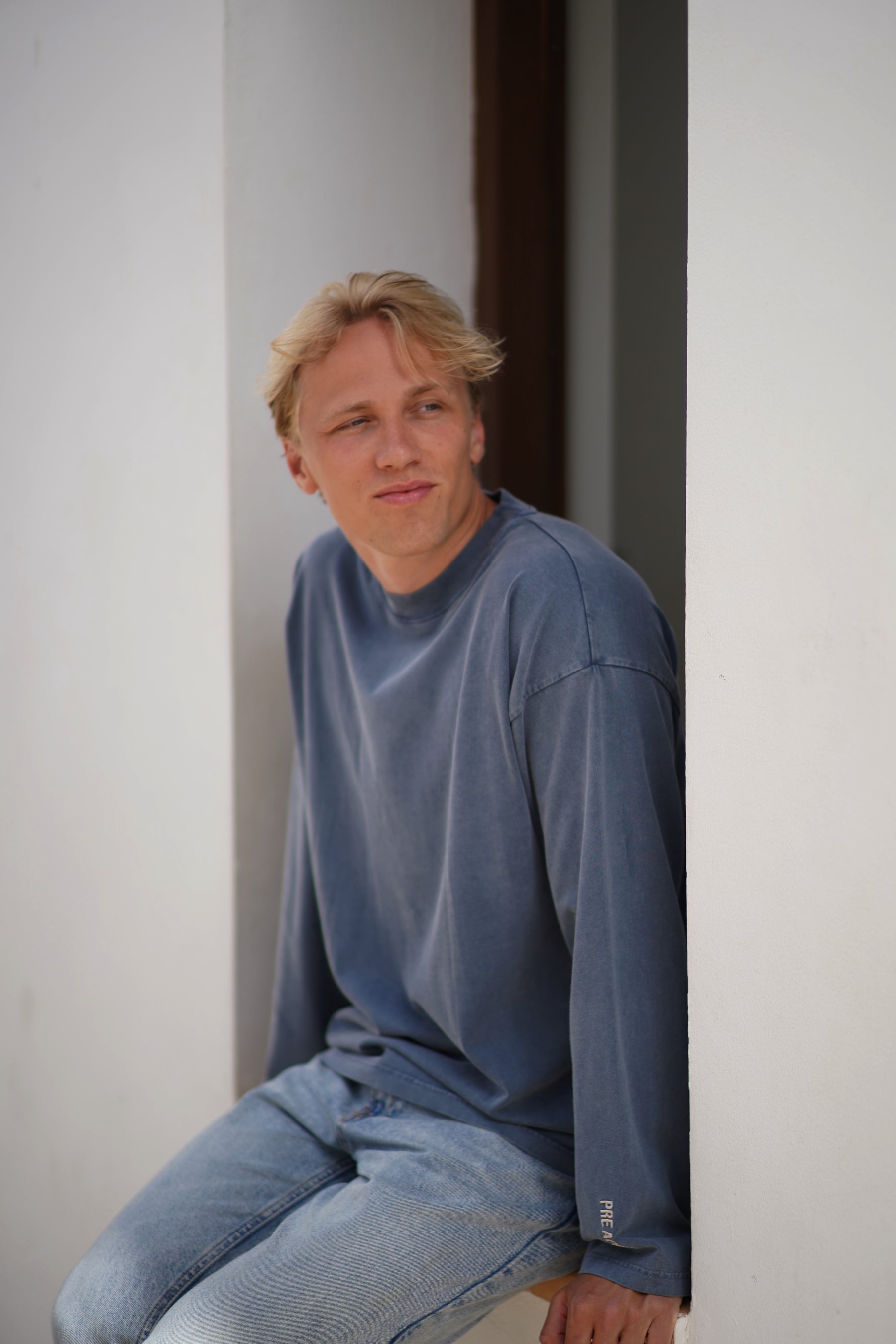 Boxy Washed Long Sleeve - Blue Sea