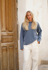 Boxy Washed Long Sleeve - Blue Sea
