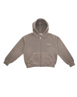 Washed Zip Hoodie (W) - Soft Brown