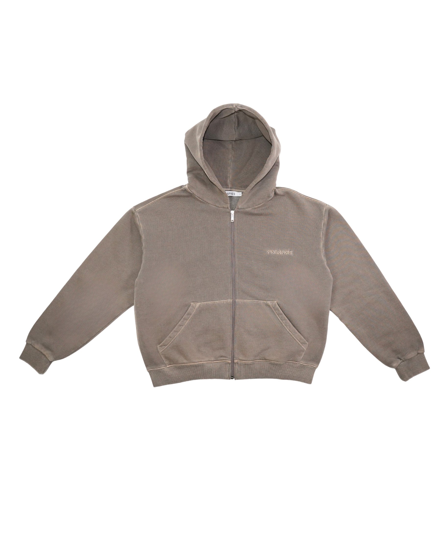 Washed Zip Hoodie (W) - Soft Brown