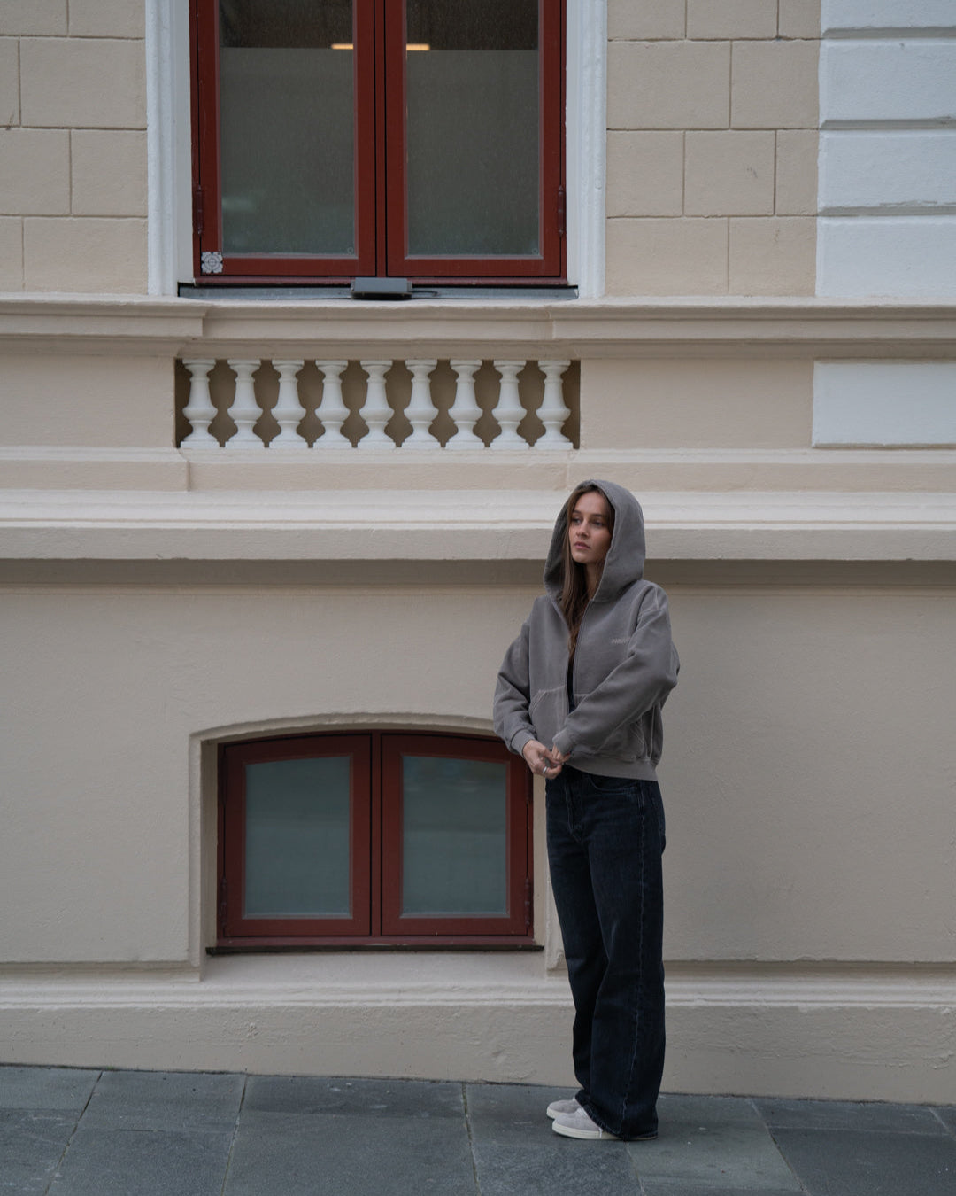 Washed Zip Hoodie (W) - Soft Brown