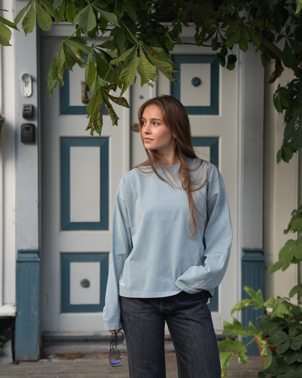 Boxy Washed Long Sleeve - Harbour Grey