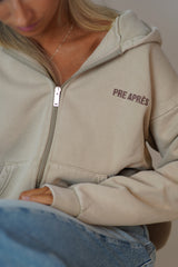 Washed Zip Up Hoodie (W) - Khaki Grey