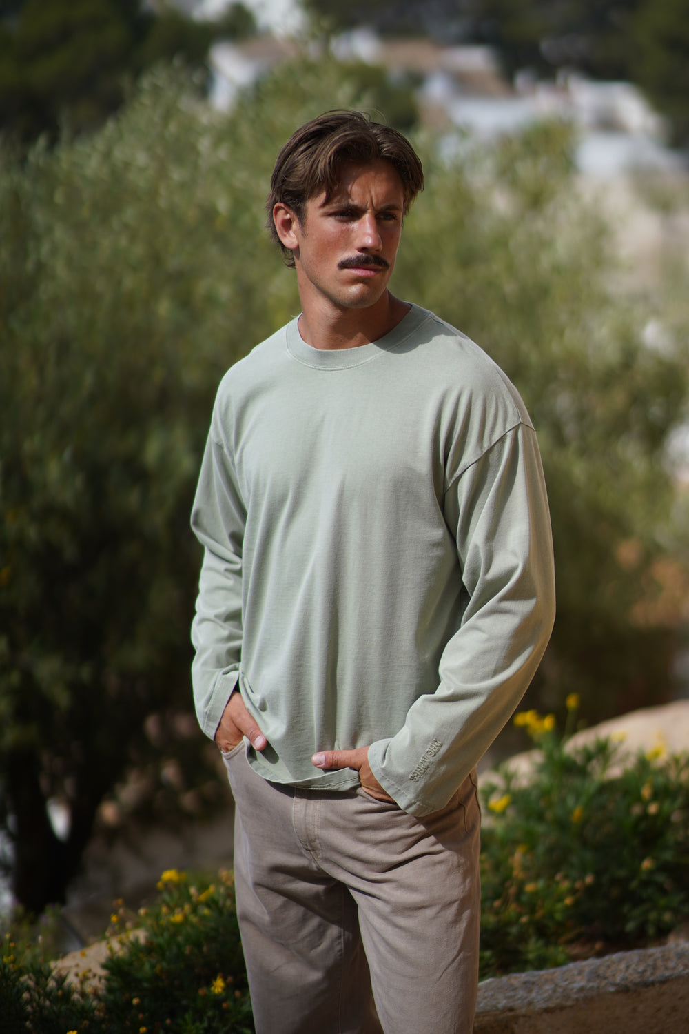 Boxy Washed Long Sleeve - Dusty Green