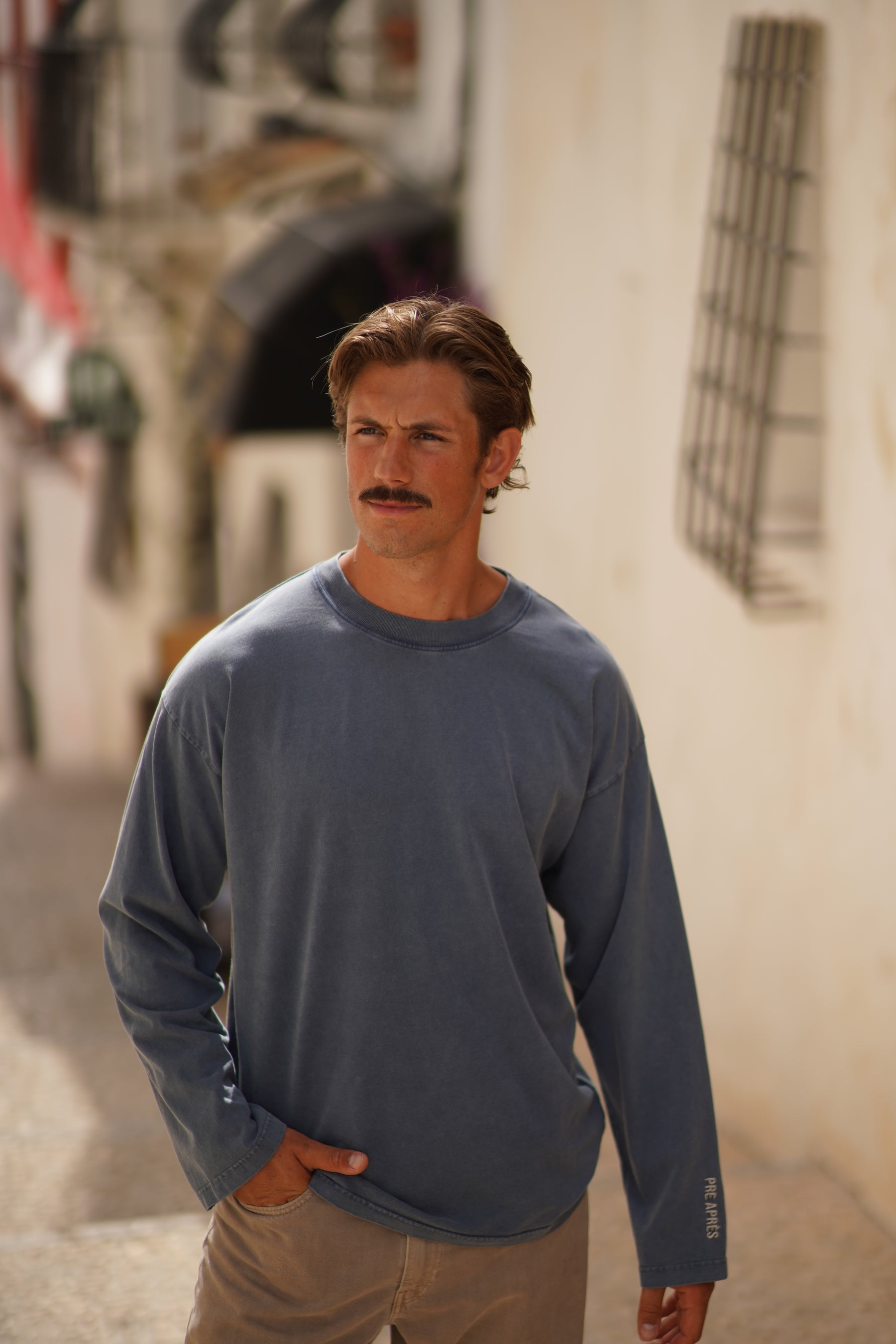 Boxy Washed Long Sleeve - Blue Sea