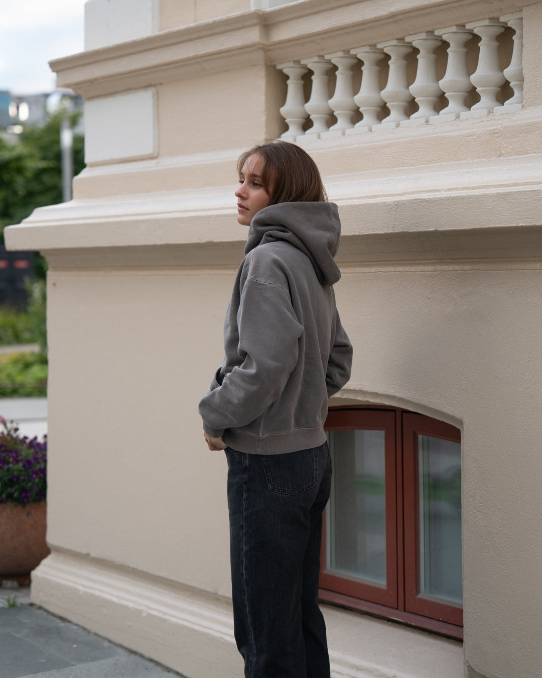 Washed Zip Hoodie (W) - Soft Brown