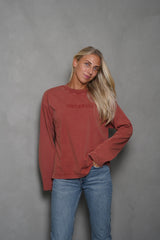 Distressed Long Sleeve - Brick Red