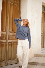 Boxy Washed Long Sleeve - Blue Sea
