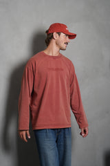 Distressed Long Sleeve - Brick Red