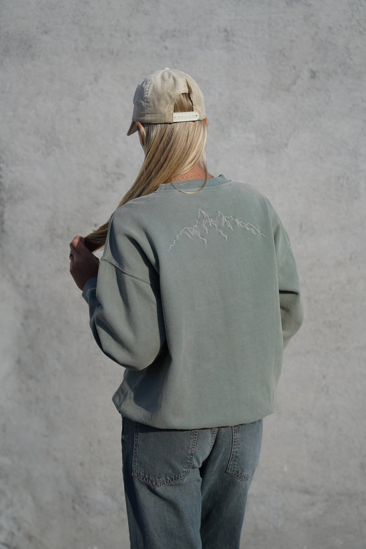 Off Piste Vintage Washed Sweatshirt - Green Stone