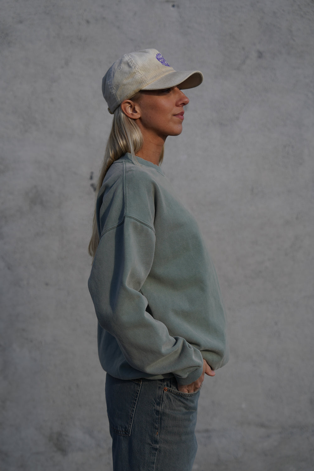 Off Piste Vintage Washed Sweatshirt - Green Stone