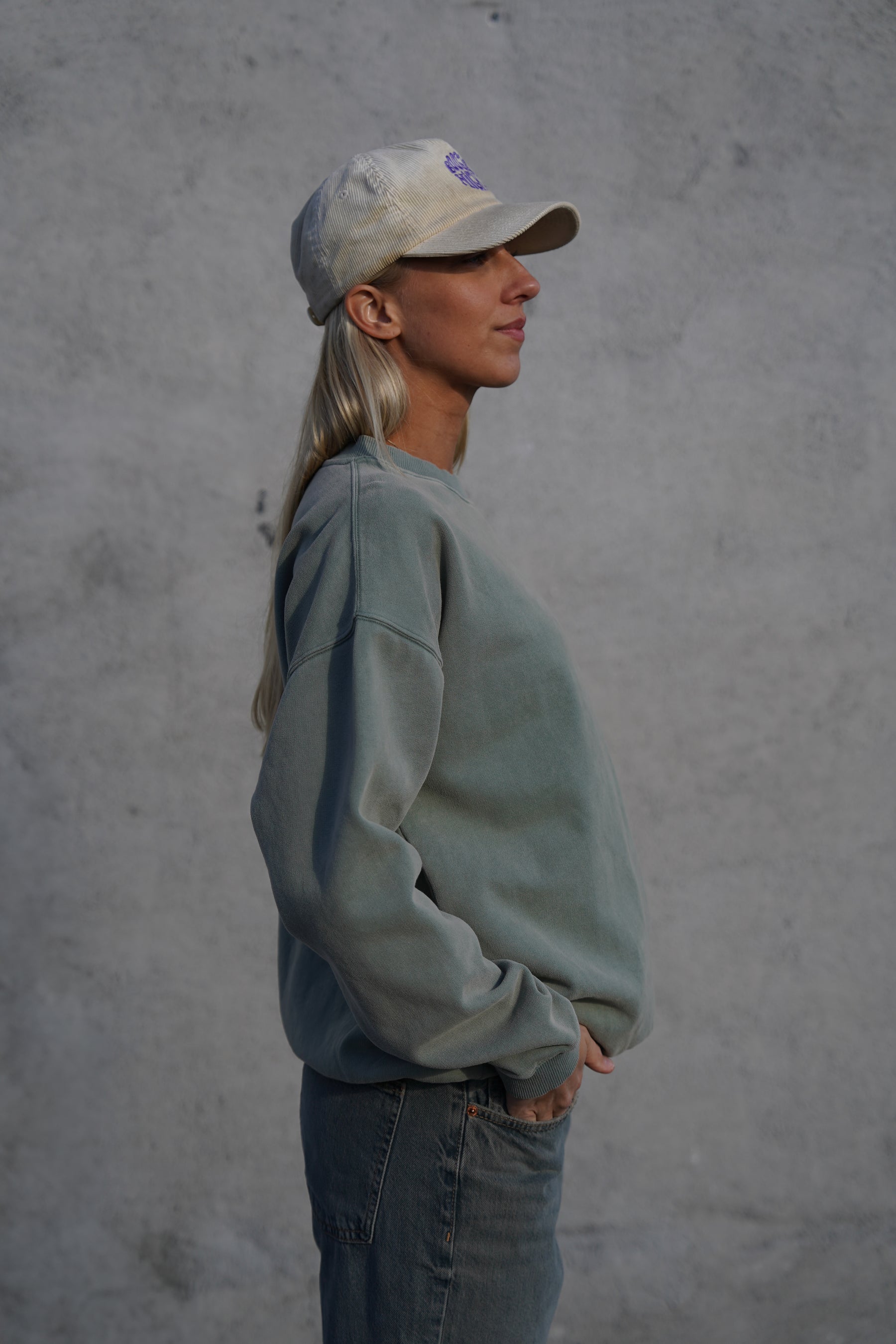Off Piste Vintage Washed Sweatshirt - Green Stone