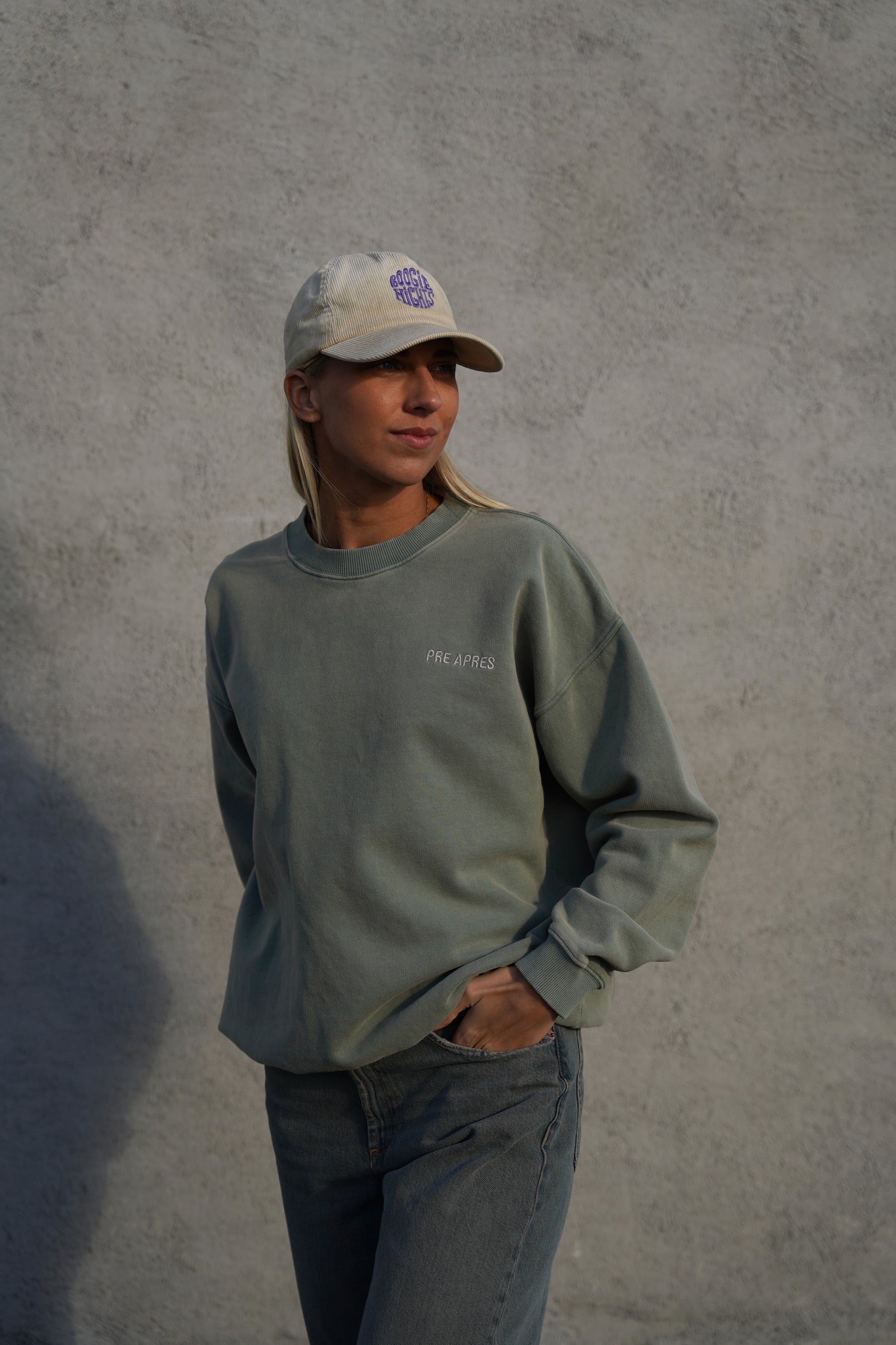 Off Piste Vintage Washed Sweatshirt - Green Stone