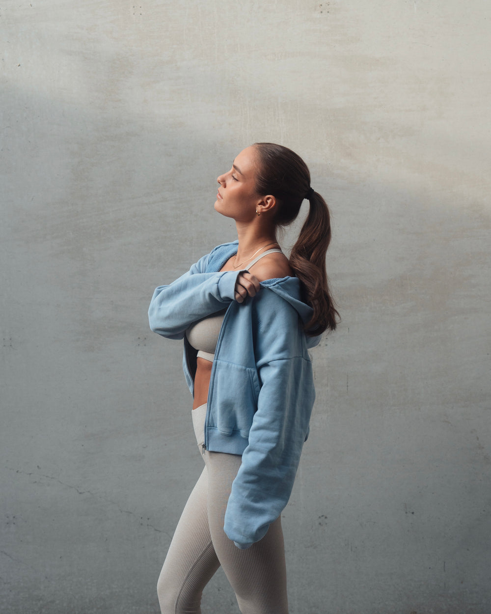 Vintage Washed Zip Jacket - Blue Breeze