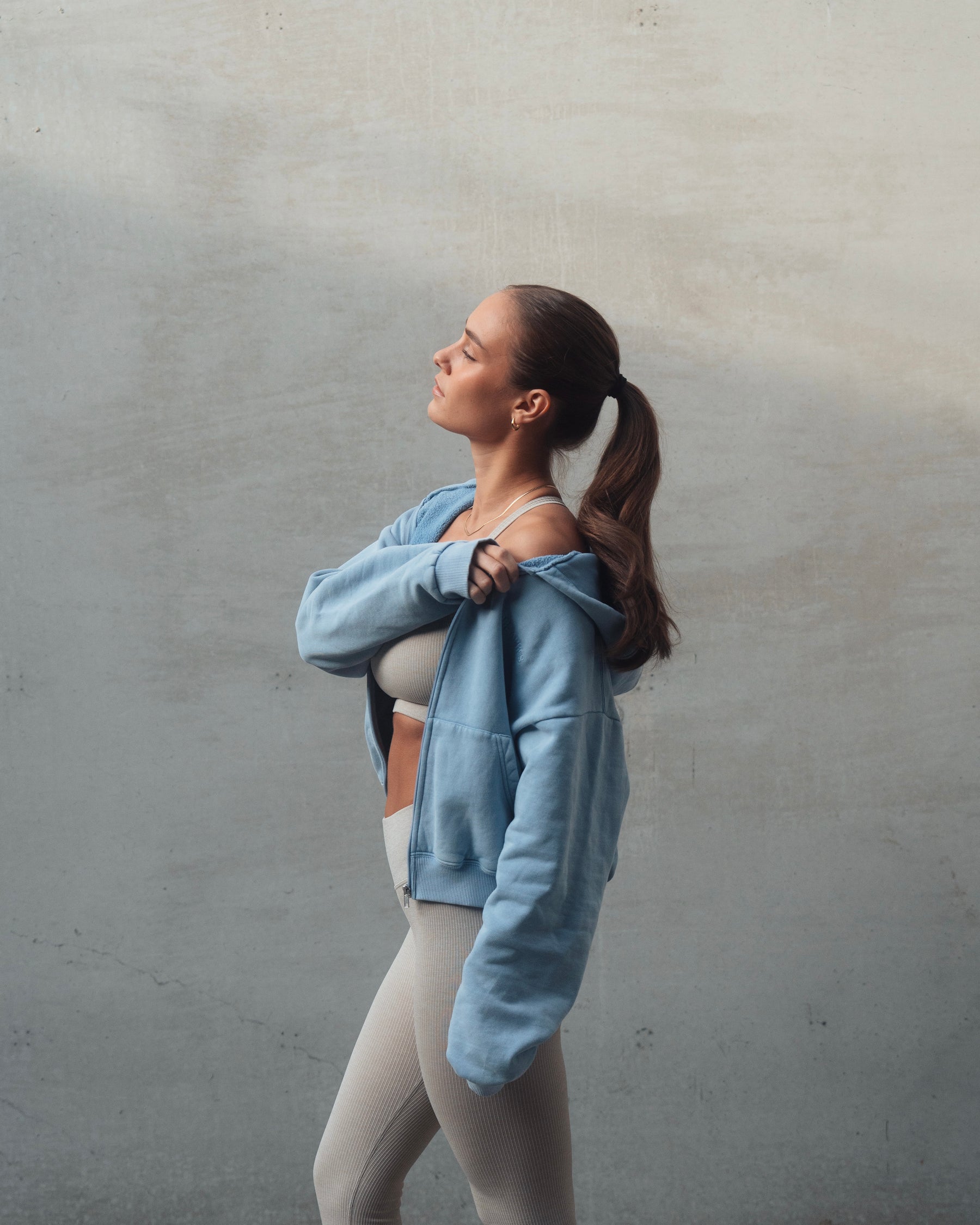 Vintage Washed Zip Jacket - Blue Breeze