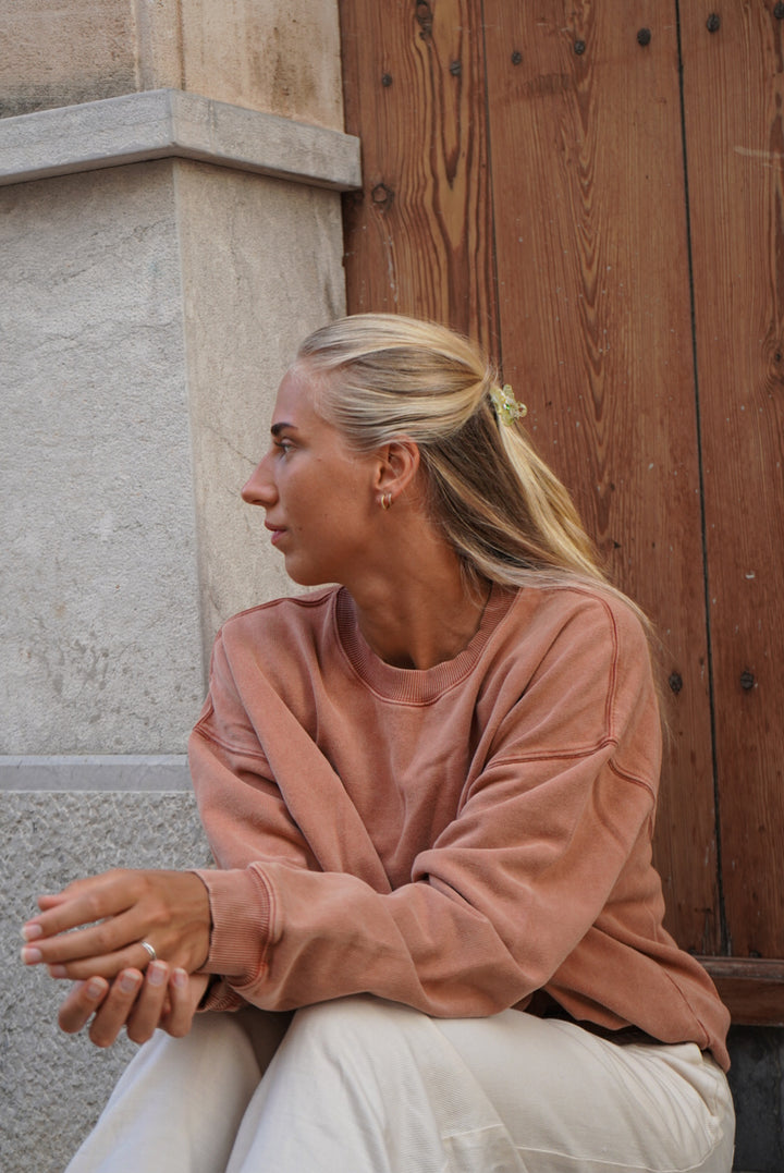 Vintage Washed Sweatshirt – Rusty Red