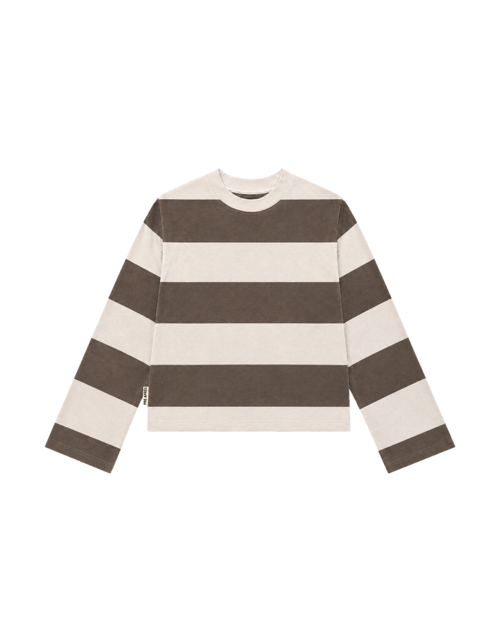 Distressed Striped Long sleeve - Brown/White
