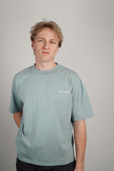Hello Mountains Oversized Tee - Frostbite Green