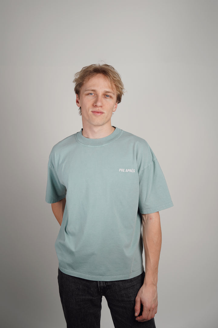 Hello Mountains Oversized Tee - Frostbite Green