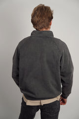 Vintage Washed Half Zip Sweatshirt - Faded Black
