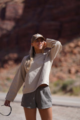 Boxy Maverick Long Sleeve - Khaki Grey