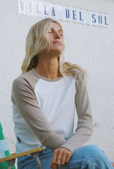 Duo Long Sleeve (w)- Brown/White
