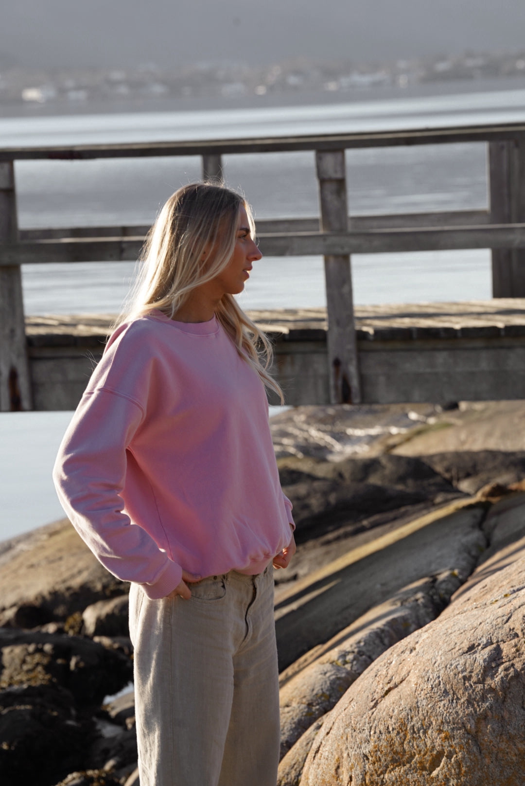 Vintage Washed Sweatshirt - Soft Pink
