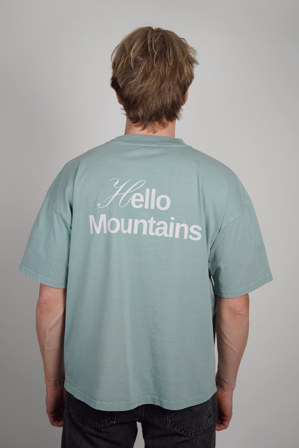 Hello Mountains Oversized Tee - Frostbite Green