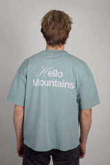 Hello Mountains Oversized Tee - Frostbite Green