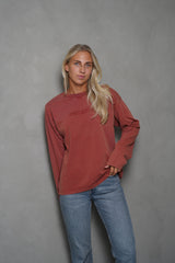 Distressed Long Sleeve - Brick Red