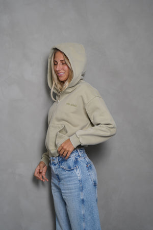 Washed Zip Hoodie (W) - Dusty green