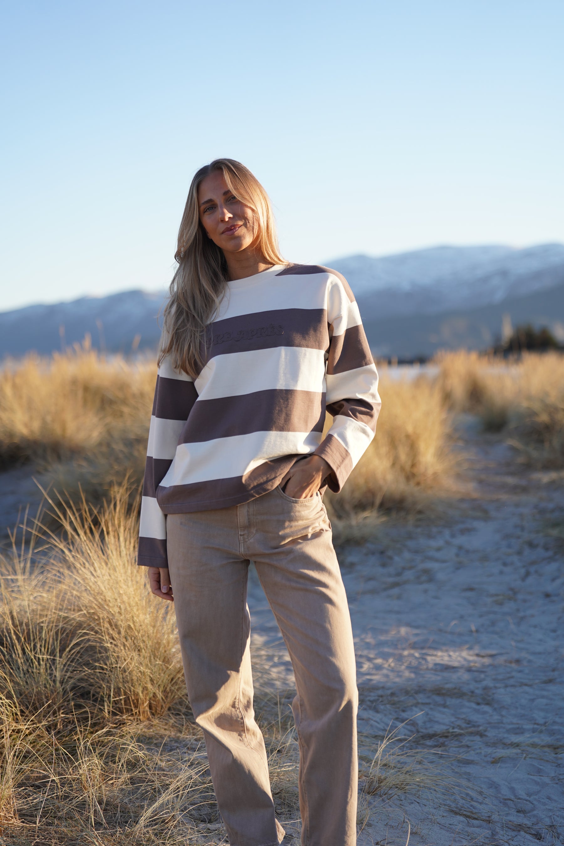 Distressed Striped Long sleeve - Brown/White
