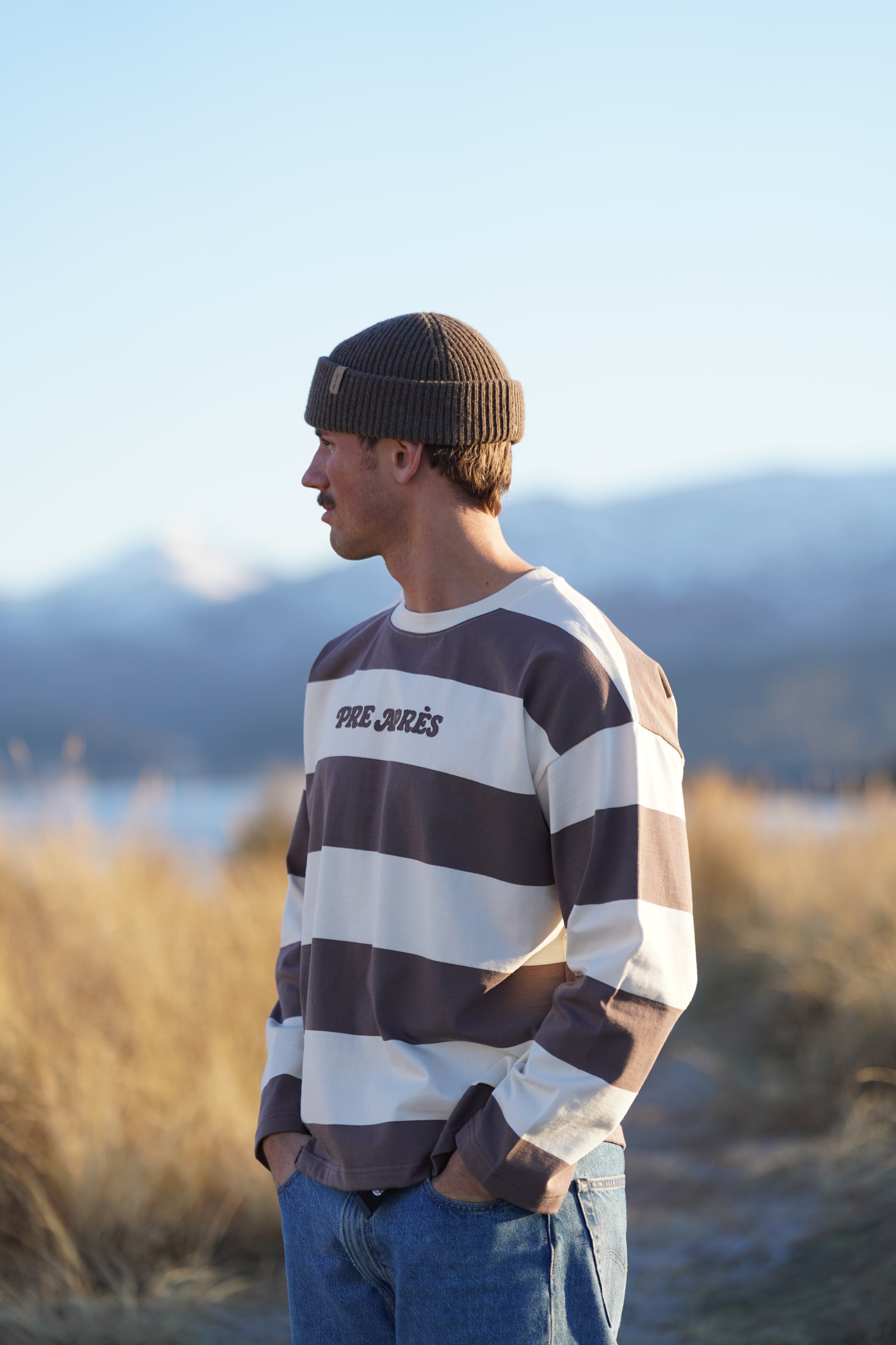 Distressed Striped Long sleeve - Brown/White