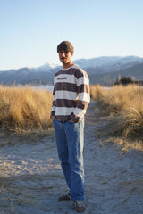 Distressed Striped Long sleeve - Brown/White