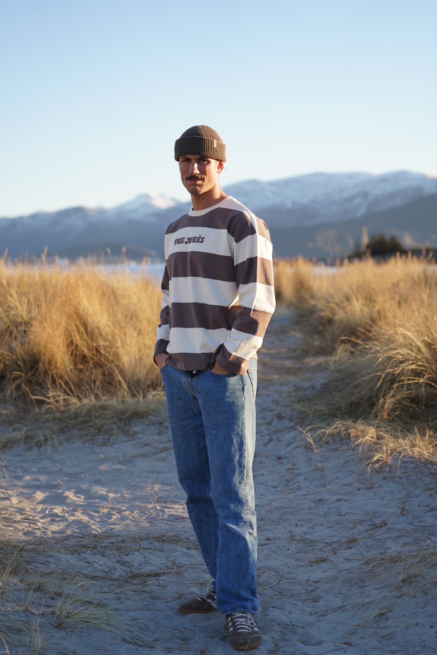 Distressed Striped Long sleeve - Brown/White