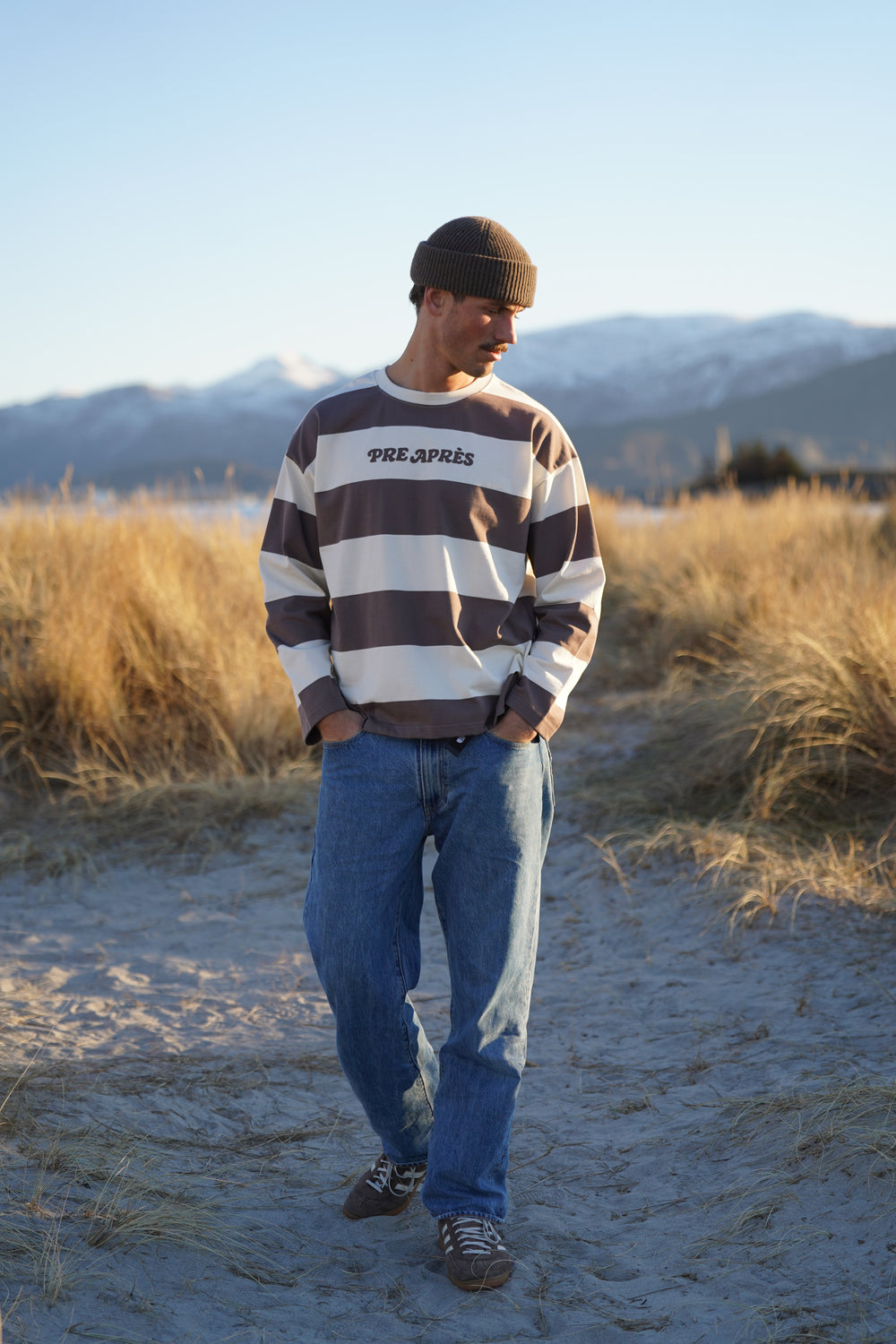 Distressed Striped Long sleeve - Brown/White
