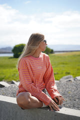 Logo Striped Long Sleeve - Salmon/Orange