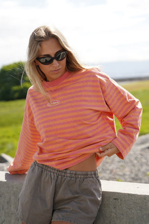 Logo Striped Long Sleeve - Salmon/Orange