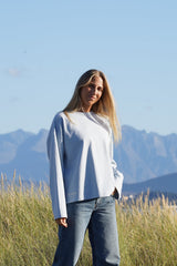 Boxy Long Sleeve - Blue Ice Melange