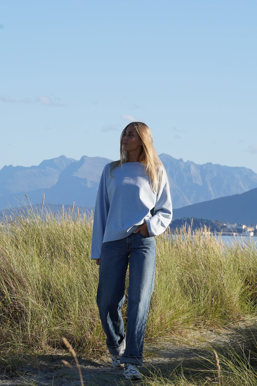 Boxy Long Sleeve - Blue Ice Melange