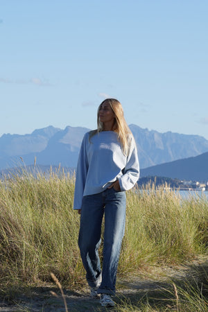 Boxy Long Sleeve - Blue Ice Melange