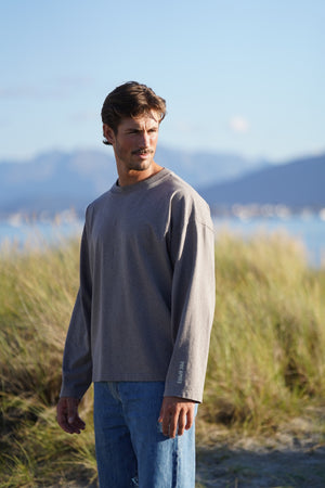 Boxy Long Sleeve - Brown Melange