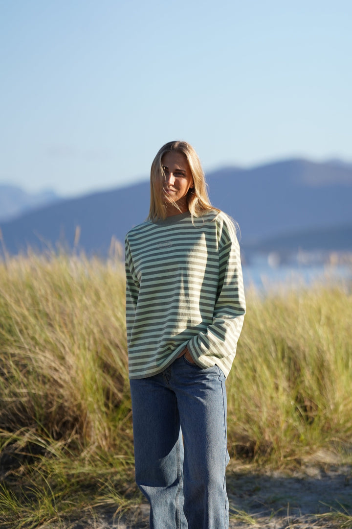 Logo Striped Long Sleeve - Green/Lime