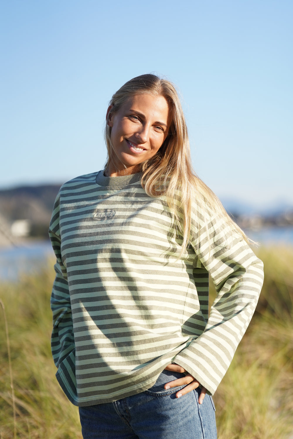 Logo Striped Long Sleeve - Green/Lime
