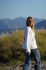 Native Long Sleeve - White/Cherry