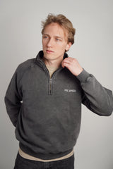 Vintage Washed Half Zip Sweatshirt - Faded Black