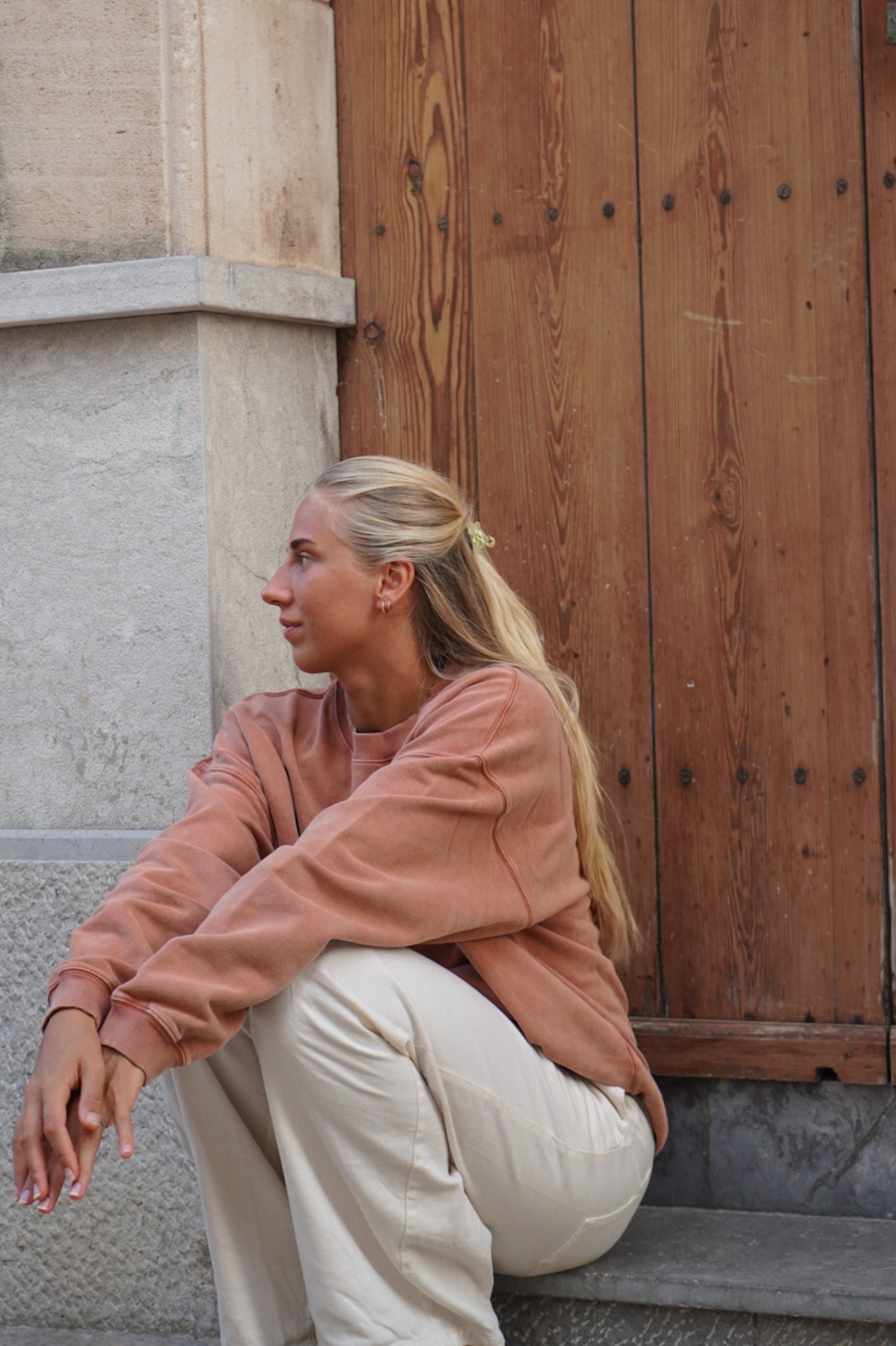 Vintage Washed Sweatshirt – Rusty Red
