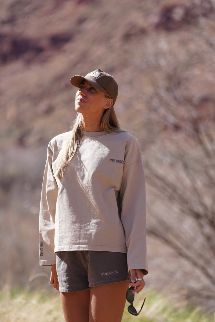 Boxy Maverick Long Sleeve - Khaki Grey