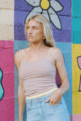 Duo Top - Taupe/Yellow
